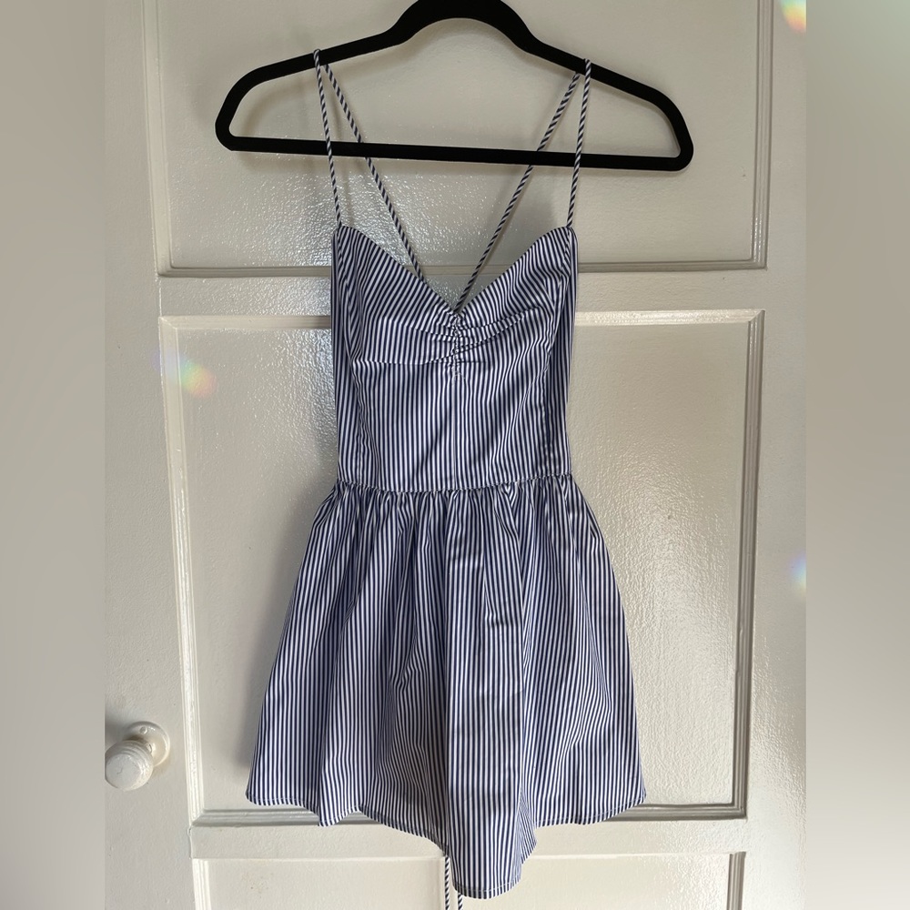 Vintage pin stripe strappy dress xs petite